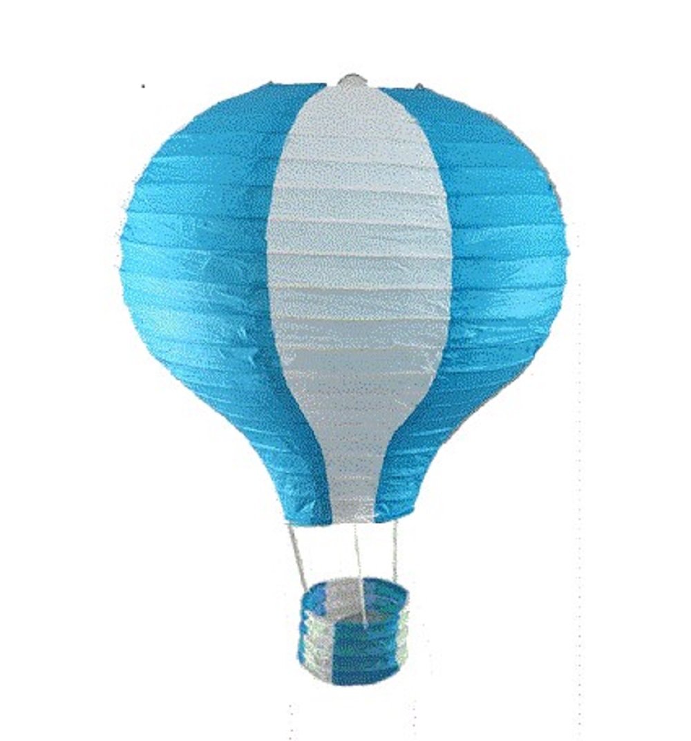 Hot Air Paper Lantern Wedding Party Decoration Craft Lamp Shade (8" (20CM), Light Blue Stripes)