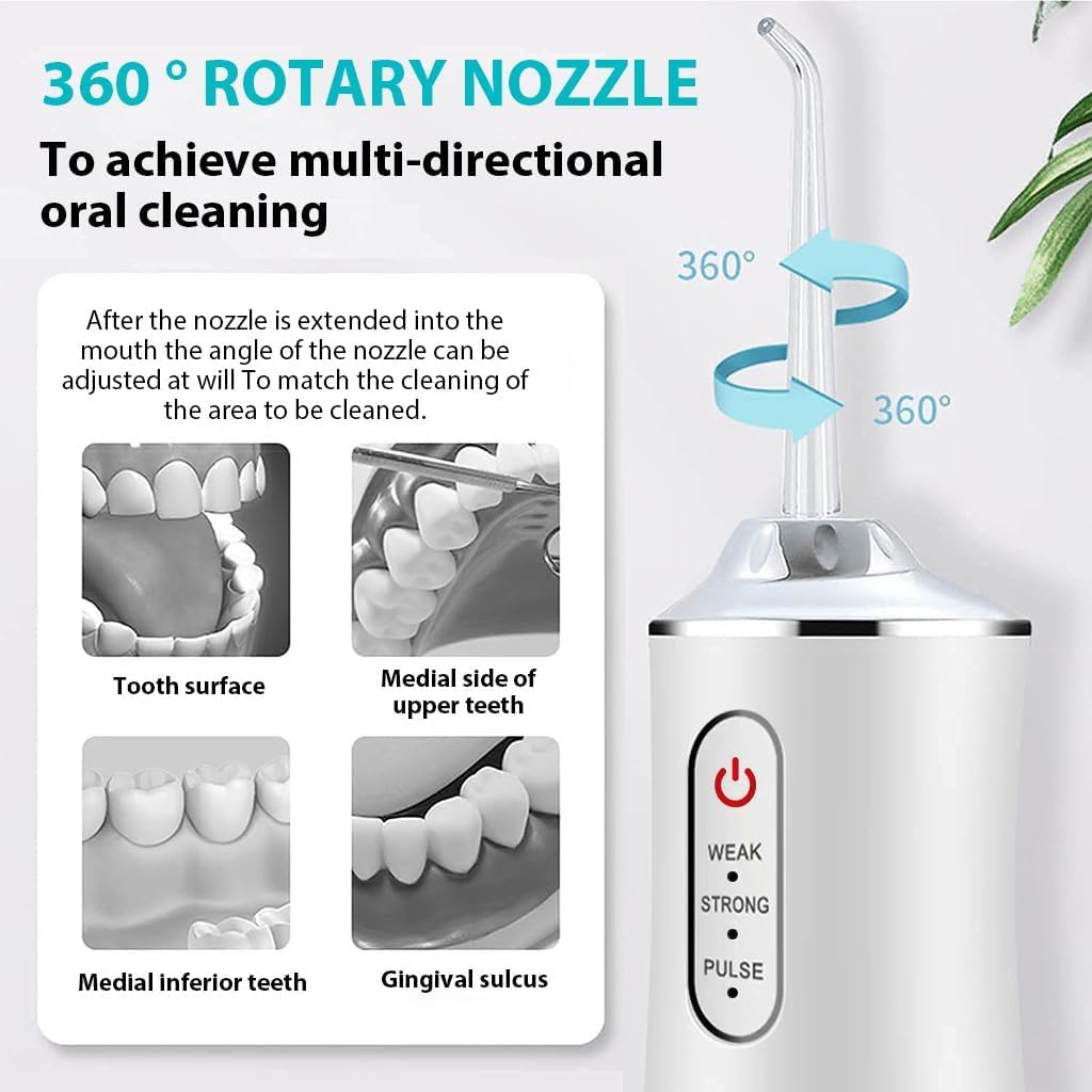Generic Cordless Water Dental Flosser for Teeth Cleaning, 220ml Tank, 3 Modes, 4 Jets, IPX7 Waterproof