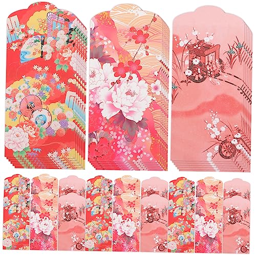 GARIOUANS 30個入り和風春節赤封筒 キャッシュパケット 結婚式お年玉袋 新年