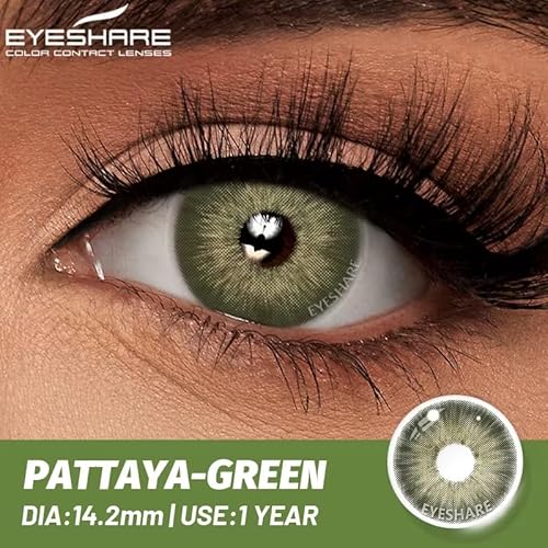 Lentilles Couleur Sans Correction 0.00D – Cosmétiques Annuel – Effet Naturel Réaliste – Yeux Marron Bleu Vert Gris – Étui Inclus (pataya gray, 14.5mm, 0, Dioptres)