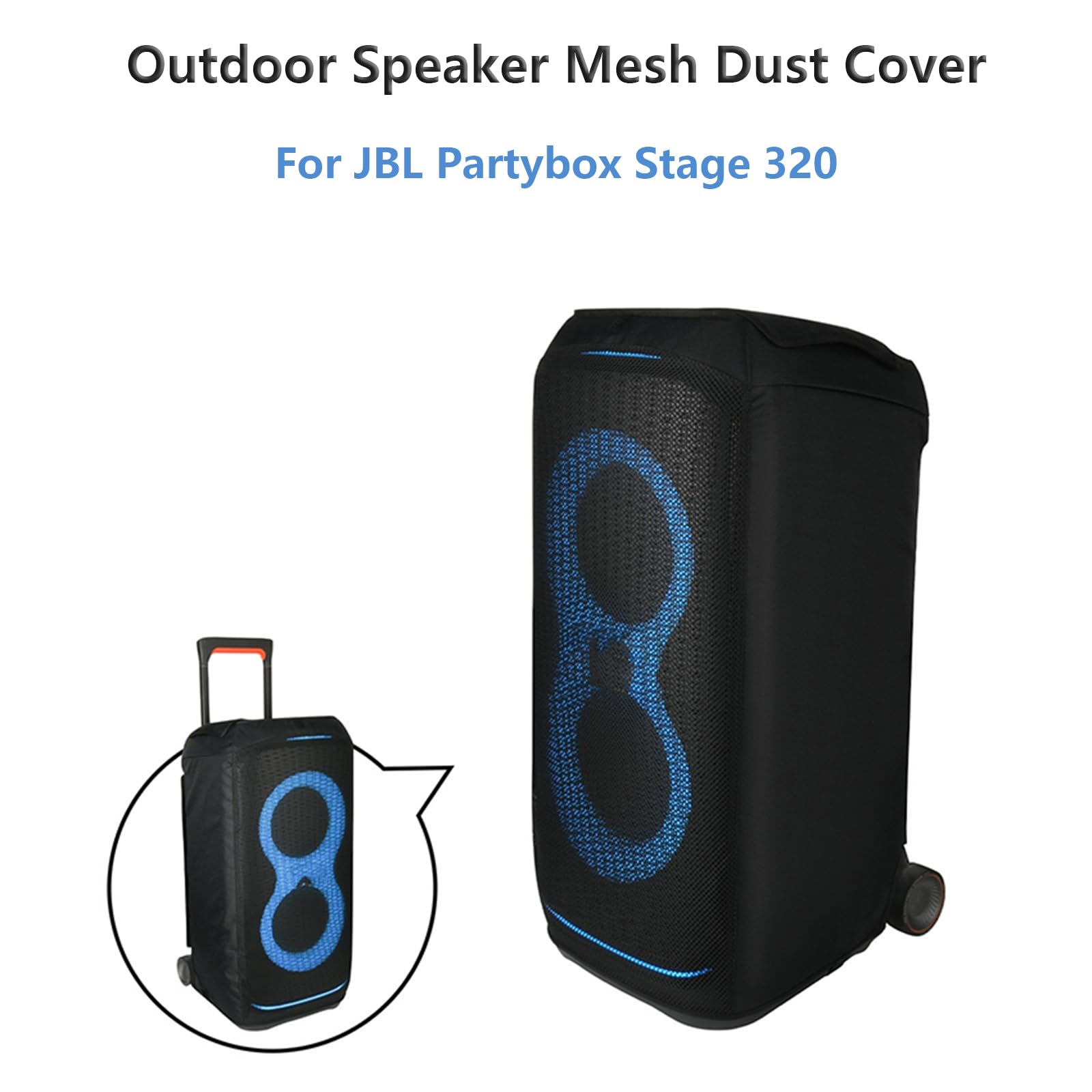 Mesh Dust Cover for JBL Partybox Stage 320, Portable Party Speaker Protective Sleeve Scratch-Proof Case Storage Travel Bag, Black