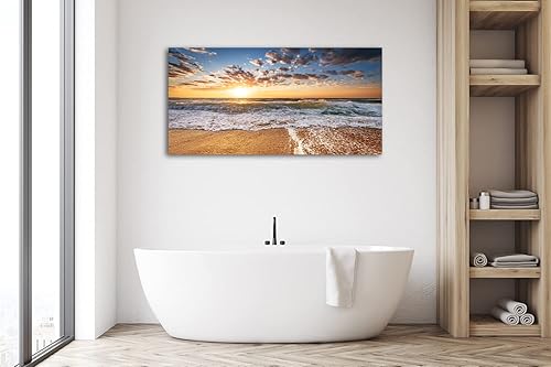 Miniatura 6 de Jiuqinghua Lienzo decorativo grande para pared, diseño de amanecer sobre el mar, 1 panel, océano, playa, olas, paisaje, pintura, obra de arte para