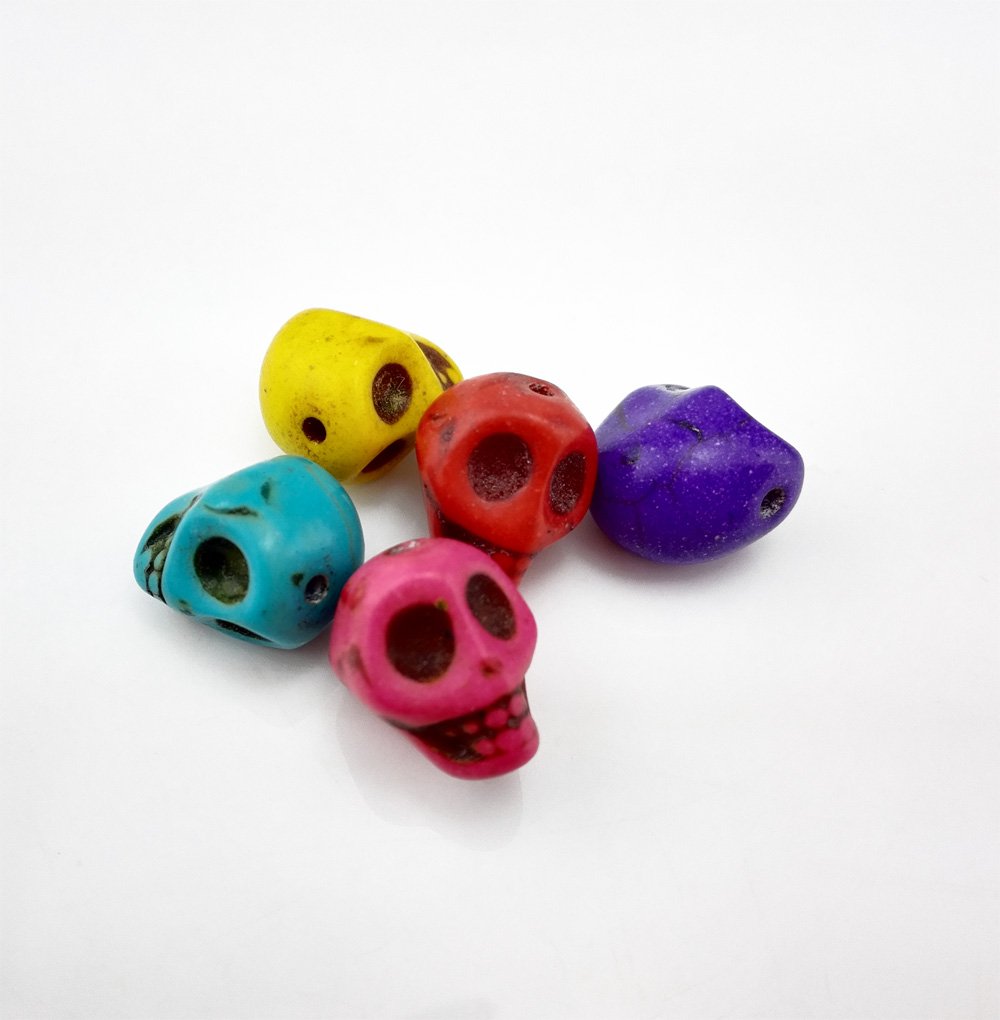 Yueton® confezione da 50 DIY colore misto turchese testa del cranio sciolto distanziatore charm per fai da te, creazione di gioielli di
