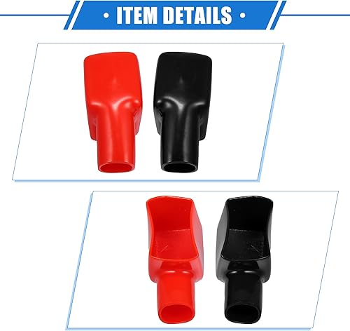 Miniatura 5 de VekAuto 1 par de cubiertas de aislamiento de terminales de batería, 0.709 in, 0.71 pulgadas, batería de automóvil, tapa de poste negativo positivo