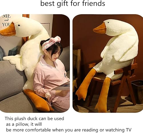Miniatura 5 de FANGYU Juguete de peluche de ganso, lindo peluche de ganso blanco gigante, almohada de felpa de pato, almohada súper suave para abrazar para todas
