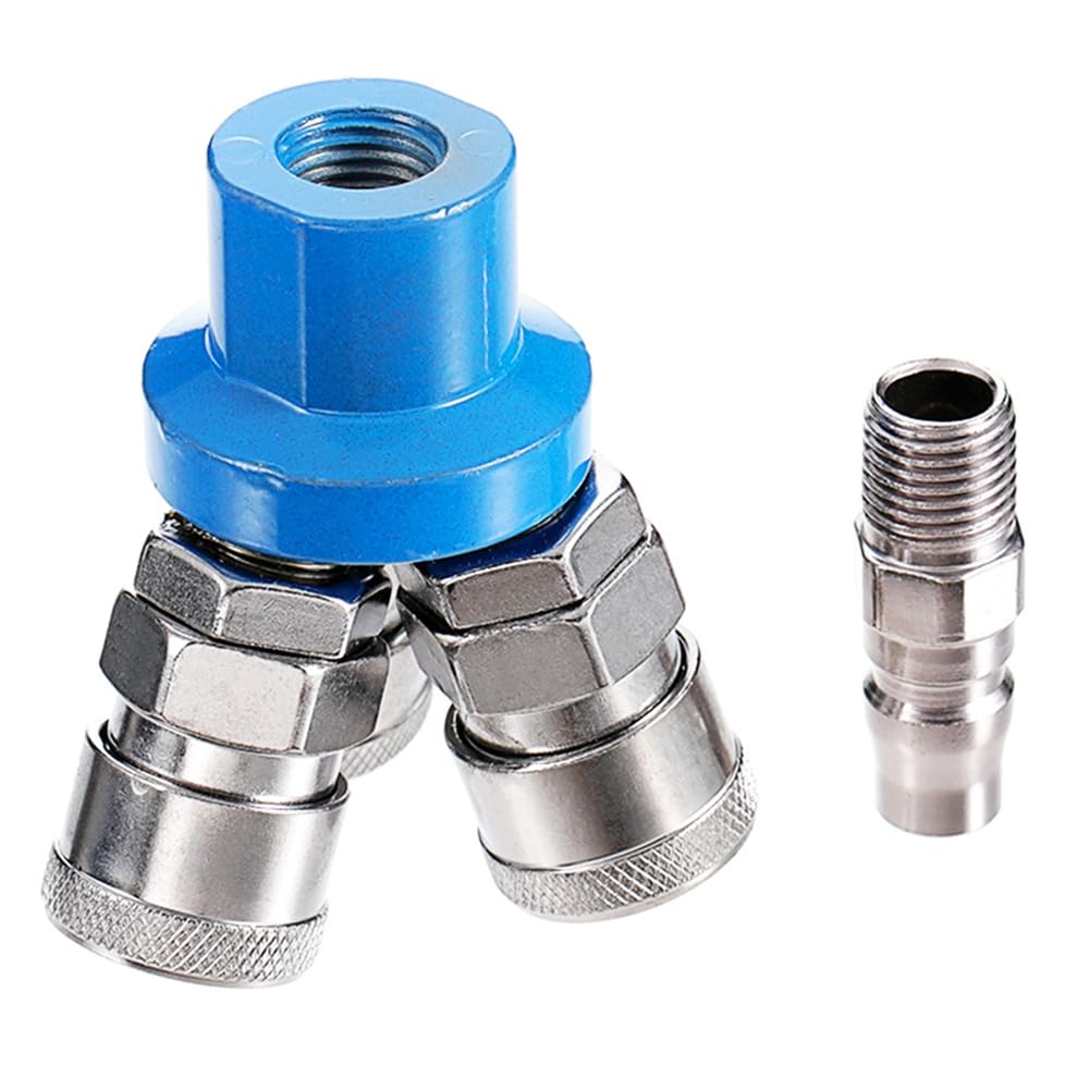 UDSKNV[KSL 3 Way Manifold Splitter Coupler Pneumatic Quick Fitting Universal Type Male Thread Swivel Air Compressor Fittings