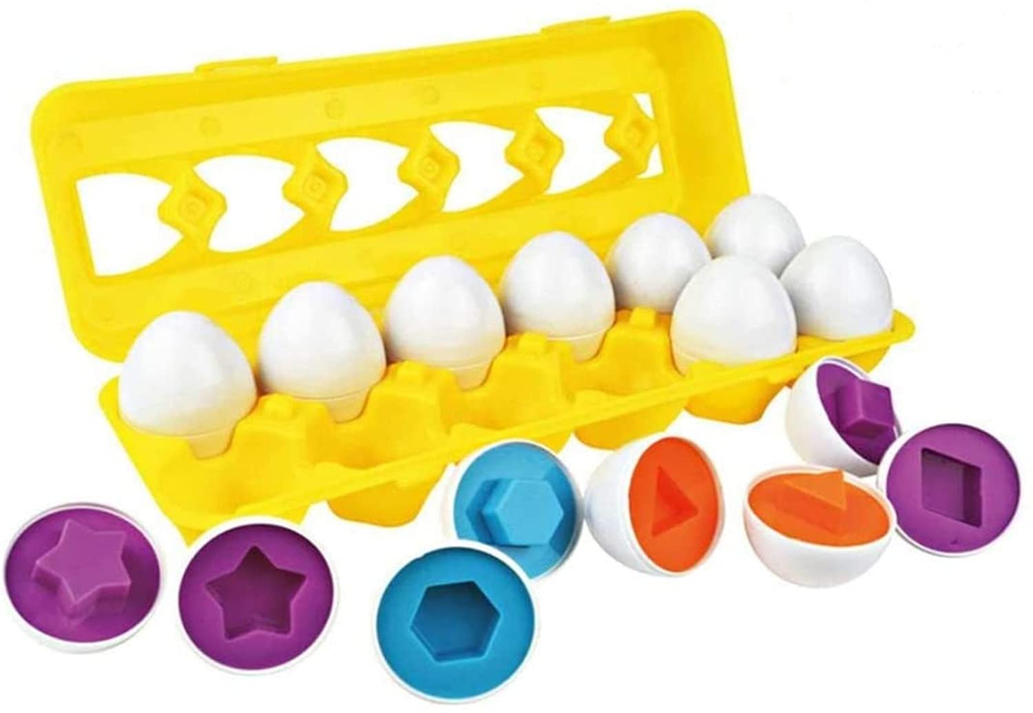 SKEIDO 12 Pcs Color Shape Sorter Matching Egg Set Educational Learning Toy Interactive Educational Toy For Baby Kids