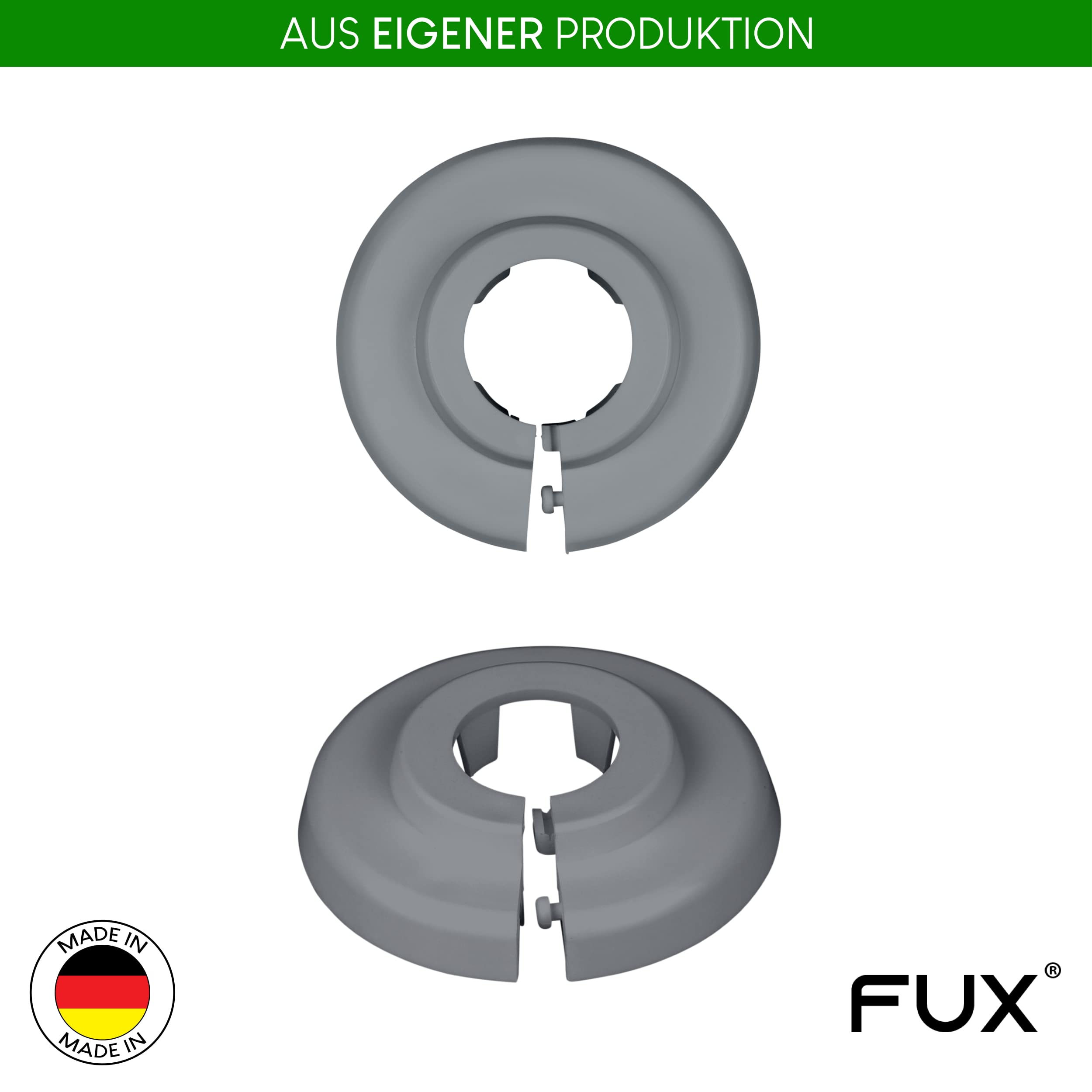 FUX 2 Radiator Pipe Covers Single Collars 22mm Window Grey - Heater Covers - Floor Rings, Window Grey (Ral 7040) - Image 2