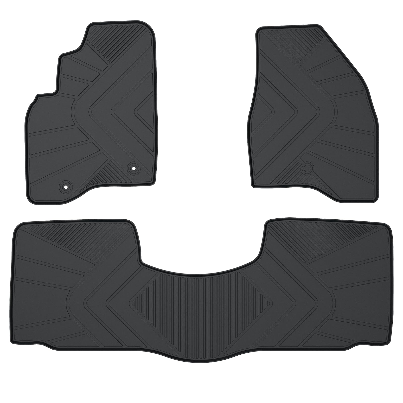 Kazoner Floor Mats Compatible with 2011-2019 Ford Explorer, Custom Fit All Weather Ford Explorer Car Mats, Latex Heavy Duty Floor Liners Black 3-pc