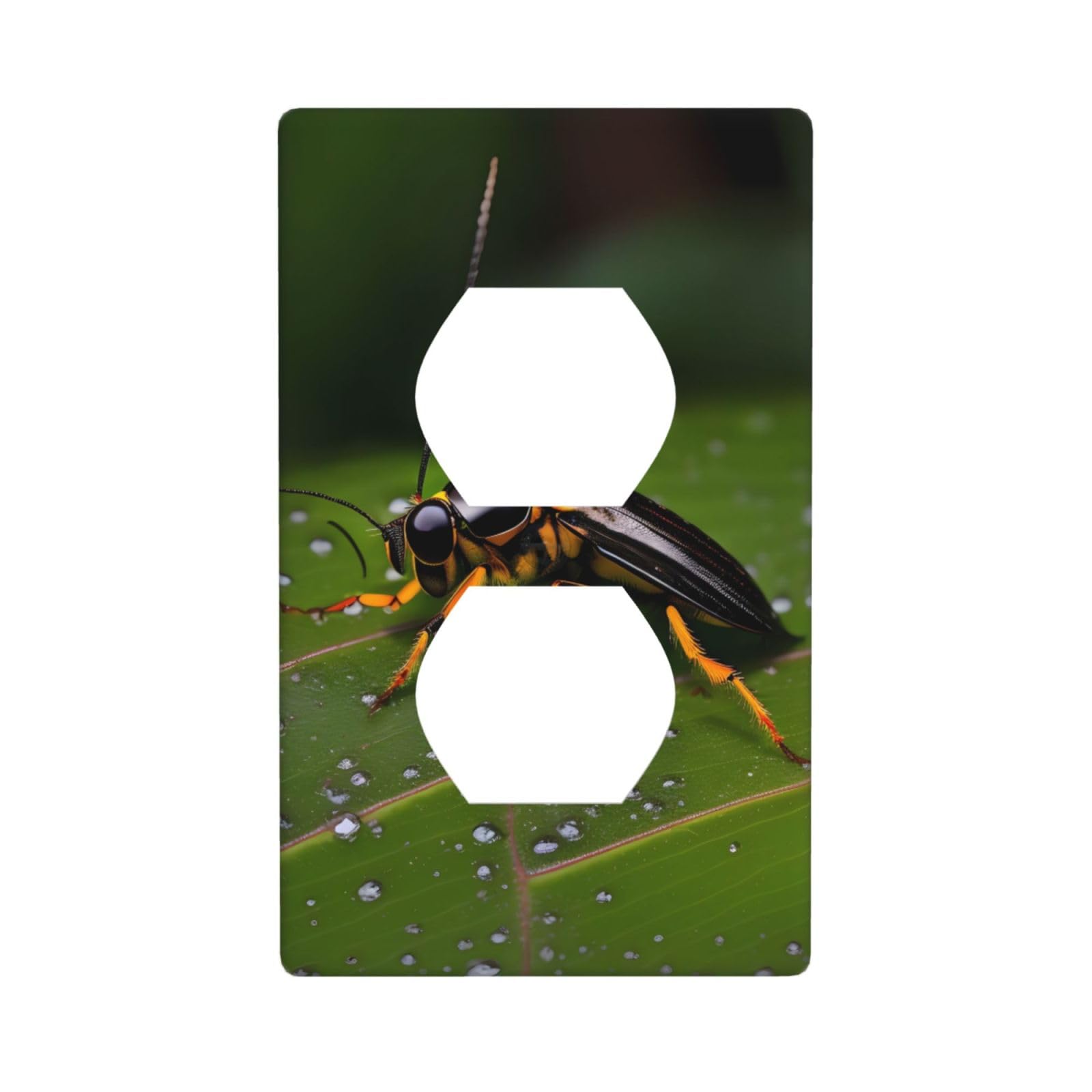 Insects on Leaves Decorative Switch Plate Cover-Unbreakable Polycarbonate Wall Plate for Home Office, 1 Gang with Screws