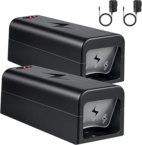 Paquete de 2 trampas eléctricas para ratones con voltaje potente, trampas reutilizables para uso en interiores, mata ratas, ratones, control