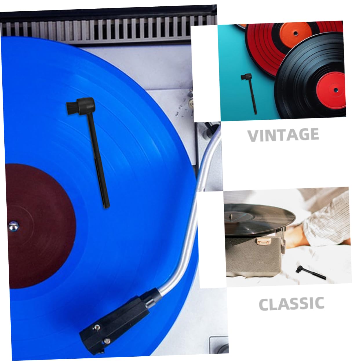 POPETPOP Vinyl Record Cleaning Brush Turntable Stylus Cleaner Properties Soft Bristles for Dust Removal Essential Tool for Vinyl Enthusiasts and Record Maintenance