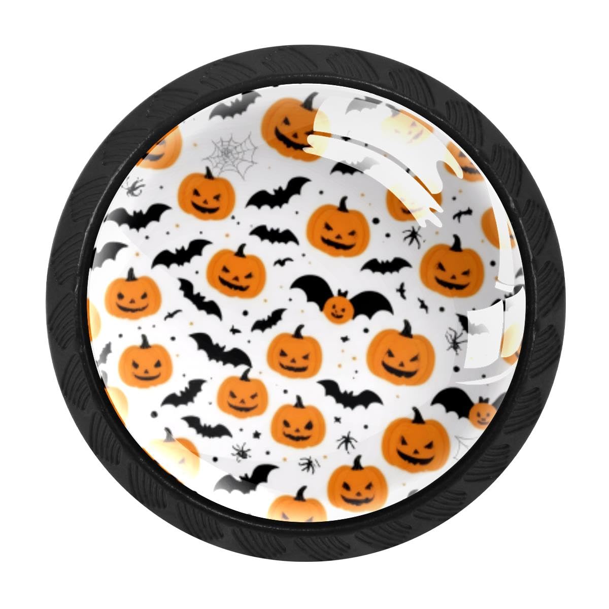 4 PCS Cabinet Knobs, Halloween Pumpkin Bats Drawer Knobs Dresser Handles