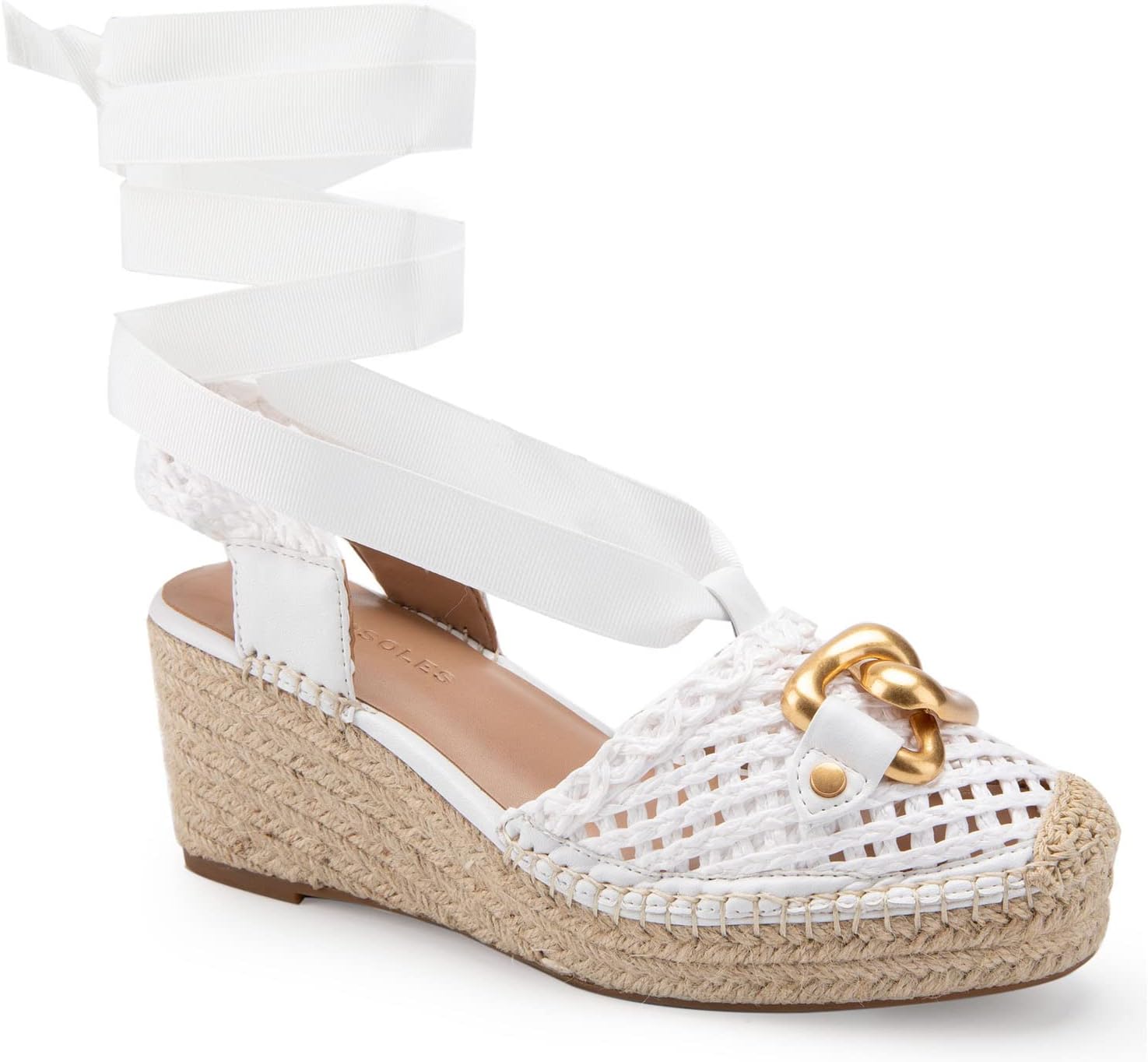 Aerosoles Women's Scarlett Raffia Espadrille Wedge Sandal, White, 8