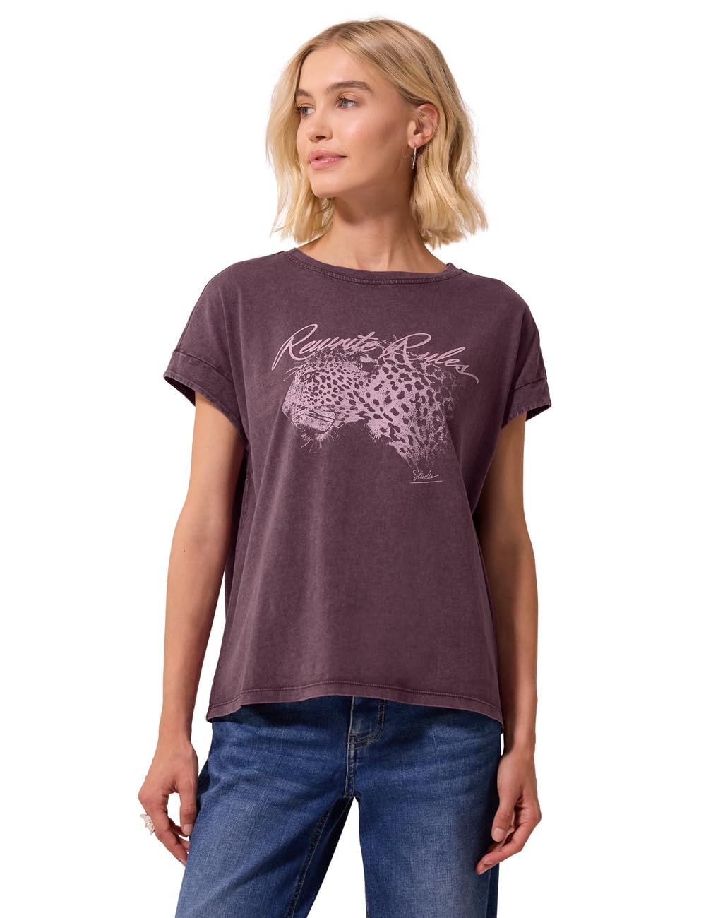 Street One Studio Dropped Shoulder Shirt Washed Look Very Berry 42