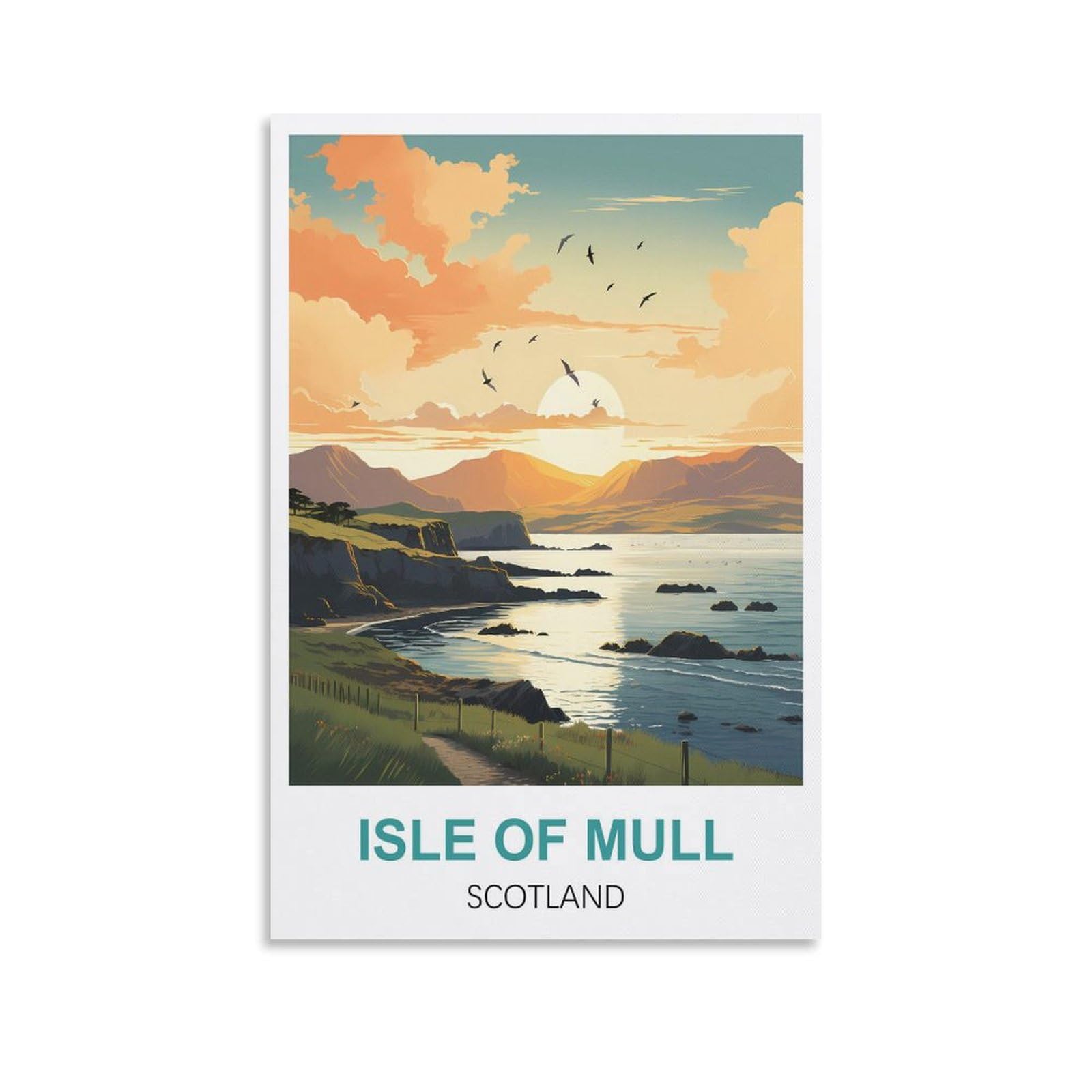 HNROJICO Isle Of Mull Scotland Vintage Travel Posters 08x12inch(20x30cm) Canvas Wall Art Poster Prints, Bedroom Living Room Decoration Painting