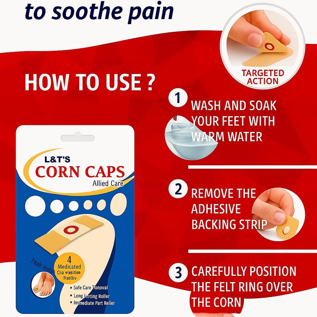 Corn Caps – Pack of 20 Medicated Corn Removal Pads | Triple Action Pain Relief | Safe & Effective Corn Treatment with Cushioned Comfort Strips — Amazon image 5