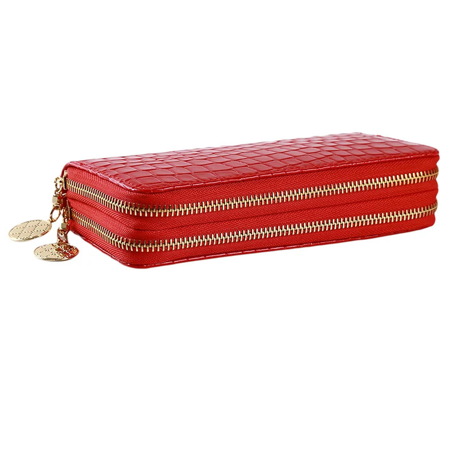 Qinnie Women's Red Wallets Wallet Patent Leather Clutch Purse Credit Card Holder Coin Money Organizer