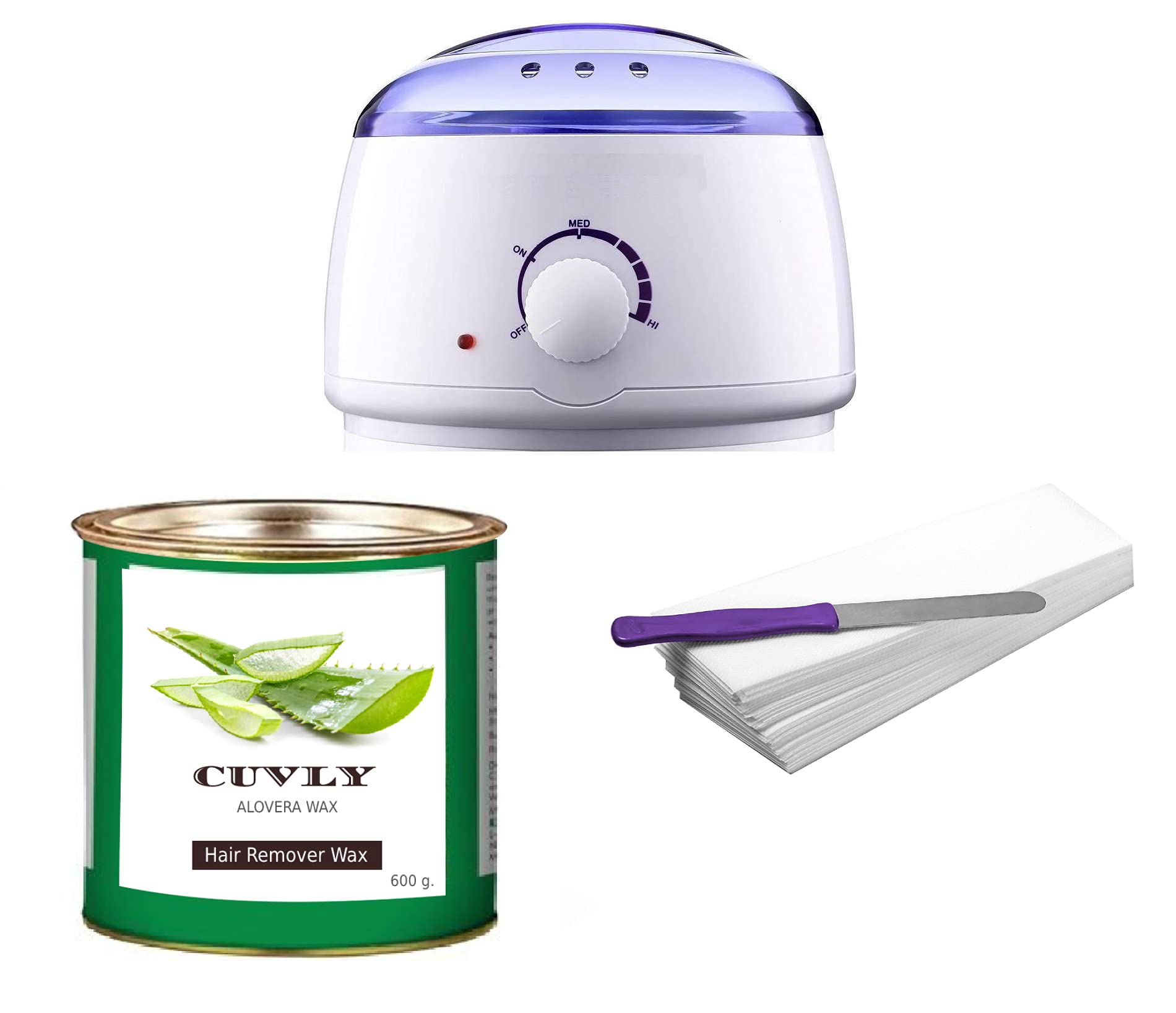CUVLY® Wax Kit Combo Wax Heater Machine Waxing Kit Combo 600 g Hot Wax Cream, Wax Strips, Knife Waxing Kit Automatic Wax Heaters Wax For Women And Men (Aloe Vera Wax) (B098MVWWS9) Amazon Price History, Amazon Price Tracker