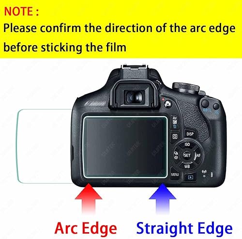 Miniatura 2 de Protector de pantalla para cámara Canon EOS Rebel T7 T6 T5 2000D y cubierta de zapata caliente, [2+3 unidades] 0.012 in 9H dureza vidrio templado