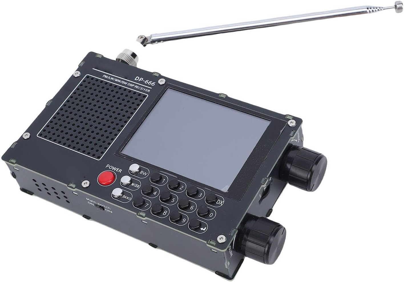 Jectse Full Band Radio FM LW MW SW Shortwave Radio with Advanced Algorithms, RDS Display, Digital Keyboard, Powerful Battery, Large Speaker Chamber and TI Sound Amplifier, Aluminum (Black)