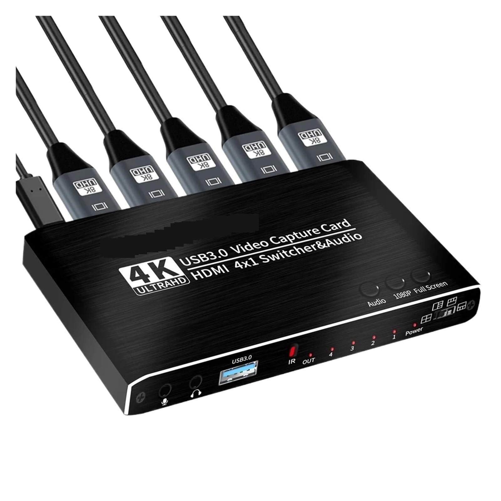 Przełącznik Wideo, Karta przechwytująca wideo 4K z 4 portami i USB 3.0, zgodna z rejestratorem Grabber, płynny przełącznik do nagrywania transmisji strumieniowej na żywo
