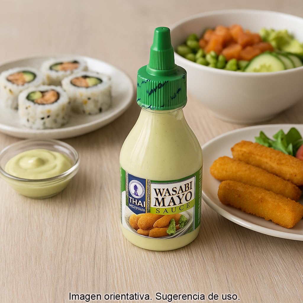 Salsa Wasabi Mayo 200 ml cremosa sin huevo sin gluten tapón dosificador