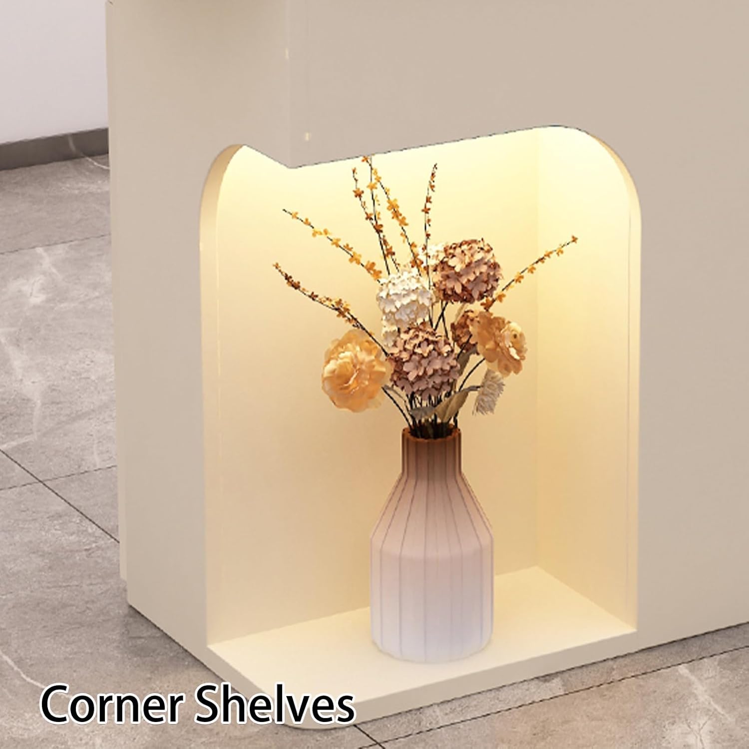 Reception Desk, Front Counter, Reception Counter with Lockable Drawers, Reception Table for Salon Reception Room Checkout Office(White R,80cm/31.4in)