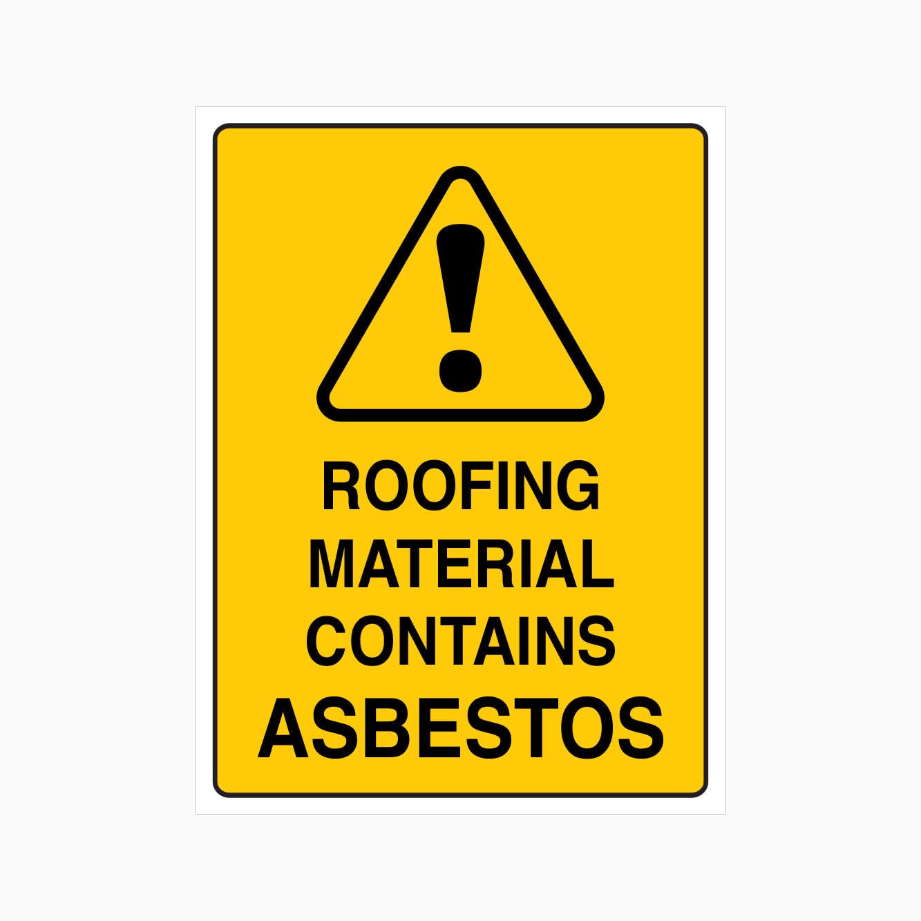 ROOFING MATERIAL CONTAINS ASBESTOS Sign, 12x8 Metal Tin Sign, hazard notice for construction roof material areas.