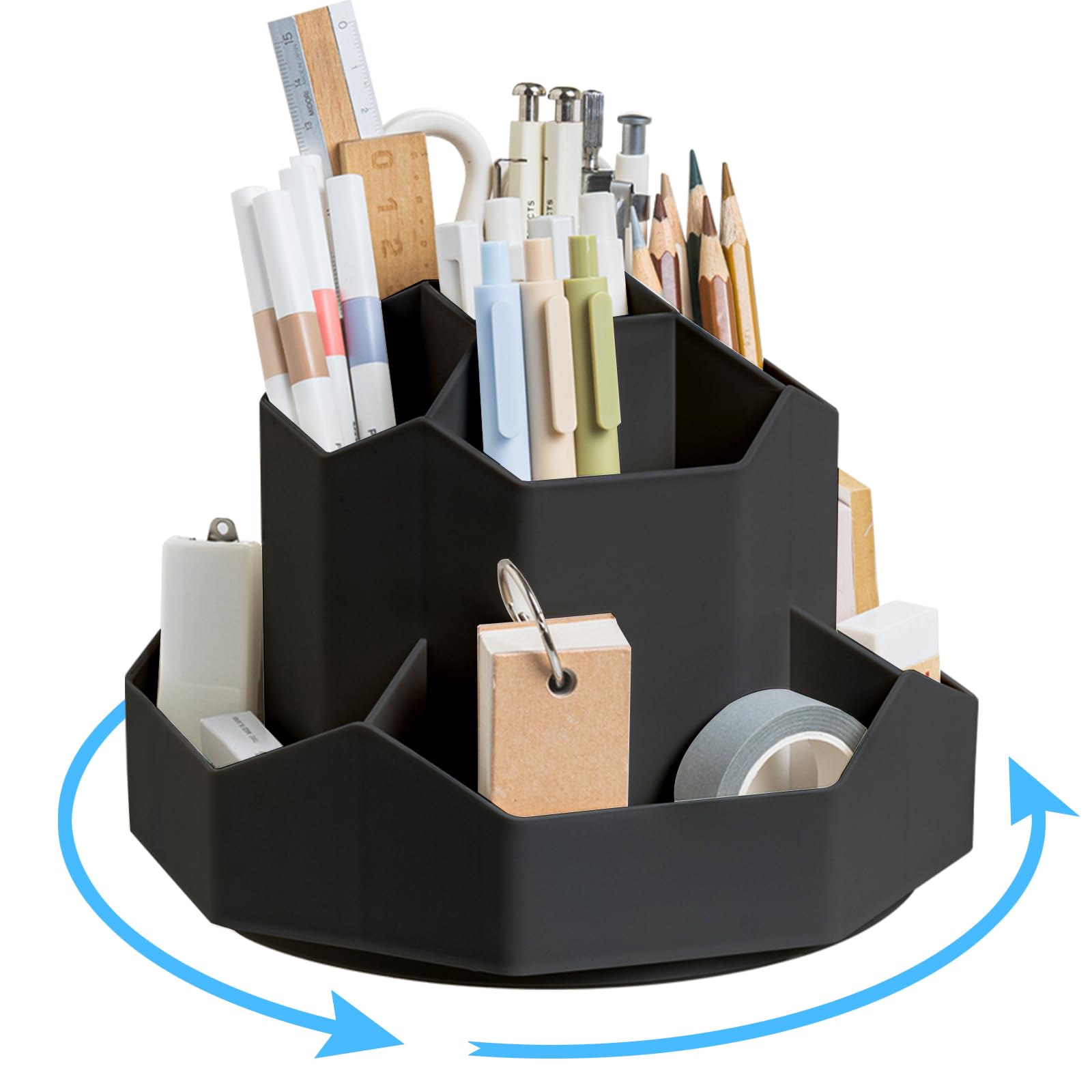Ceysin Desk Organiser, 360 Degree Rotating Pen Pencil Holder with 9 Compartments