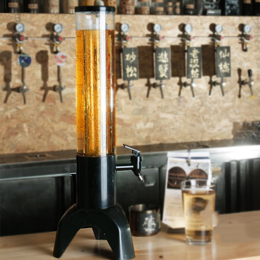 Dispensador de Cerveza, Torre de Cerveza con Grifo y Tubo de Hielo, Dispensador de Sobremesa, Dispensador de Bebidas Transparente para Cerveza, Vino y Bebidas.