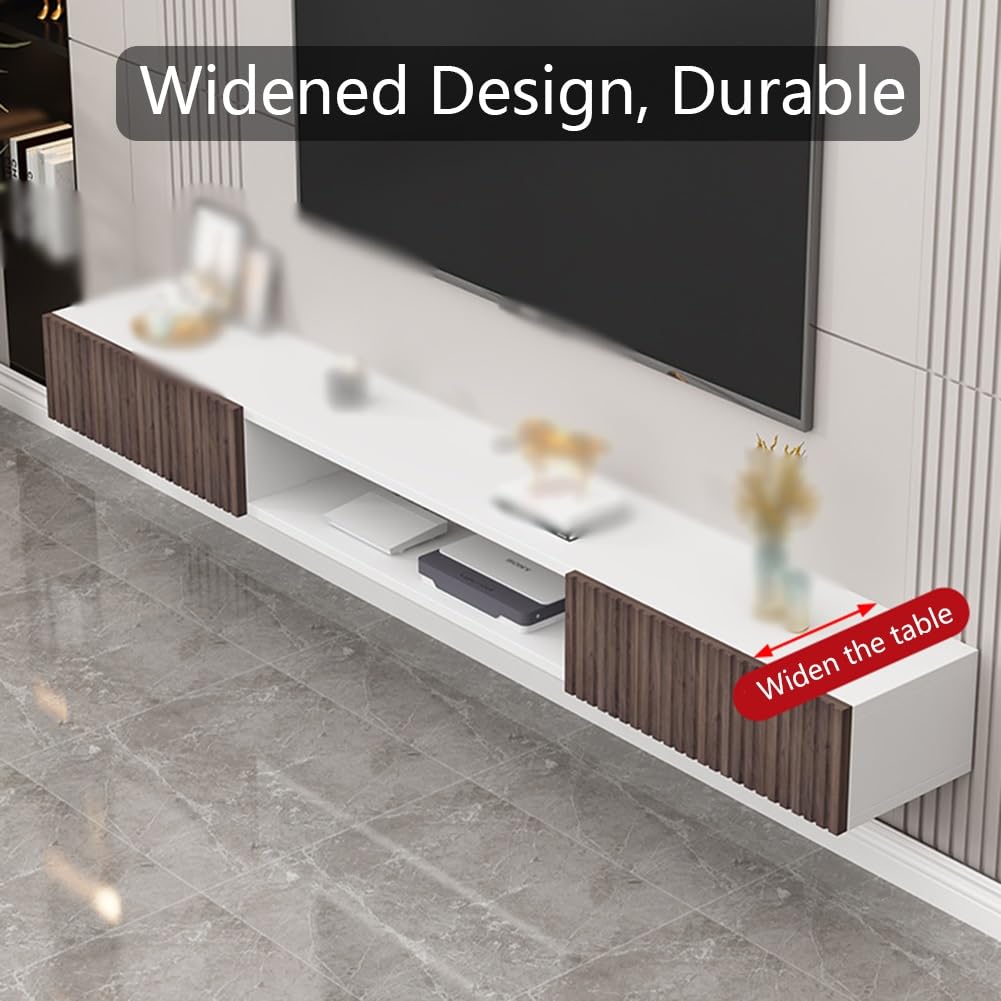 Mobile TV sospeso, da Parete, in Legno massello, Grande Console multimediale, Centro di intrattenimento per Soggiorno e Camera da Letto (Nero 120 cm/47 Pollici)