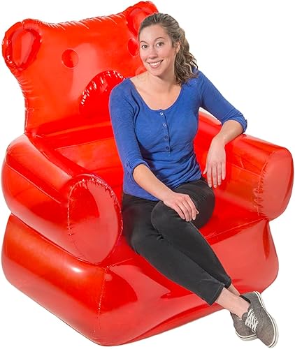 VAT19 The Gummy Bear - Silla inflable, PVC, rojo, estilo ecléctico para relajarse, decoración, juegos