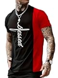 Men's Color Block Letter Graphic Tops Short Sleeve T Shirt Summer Tee Top