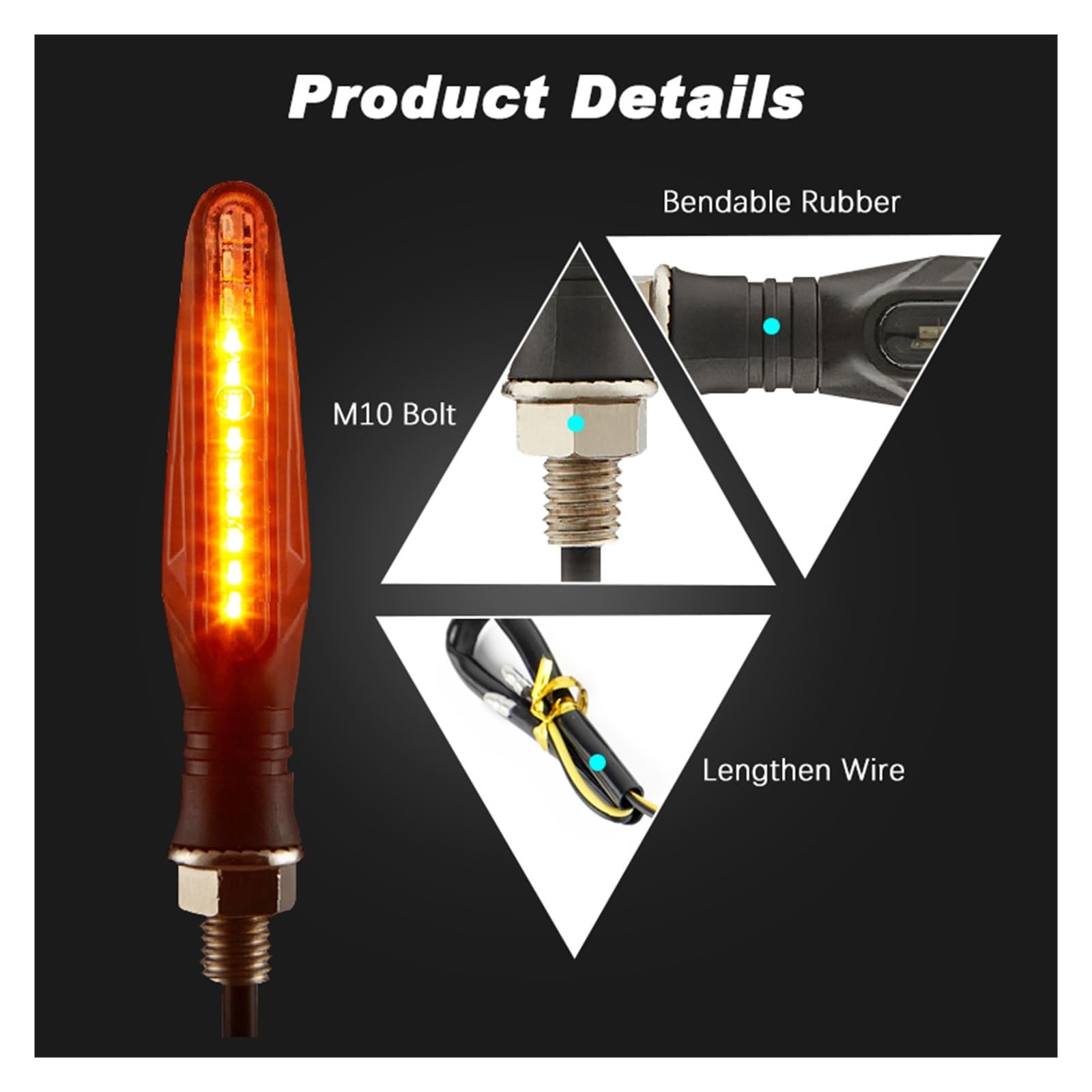 Intermitentes LED para Motocicleta E11 Homologados, Luz Intermitente con Relé Incorporado, Indicador De Señal Giro para 335SMD Resistente Al Agua Motocicleta Intermitentes señalizacion