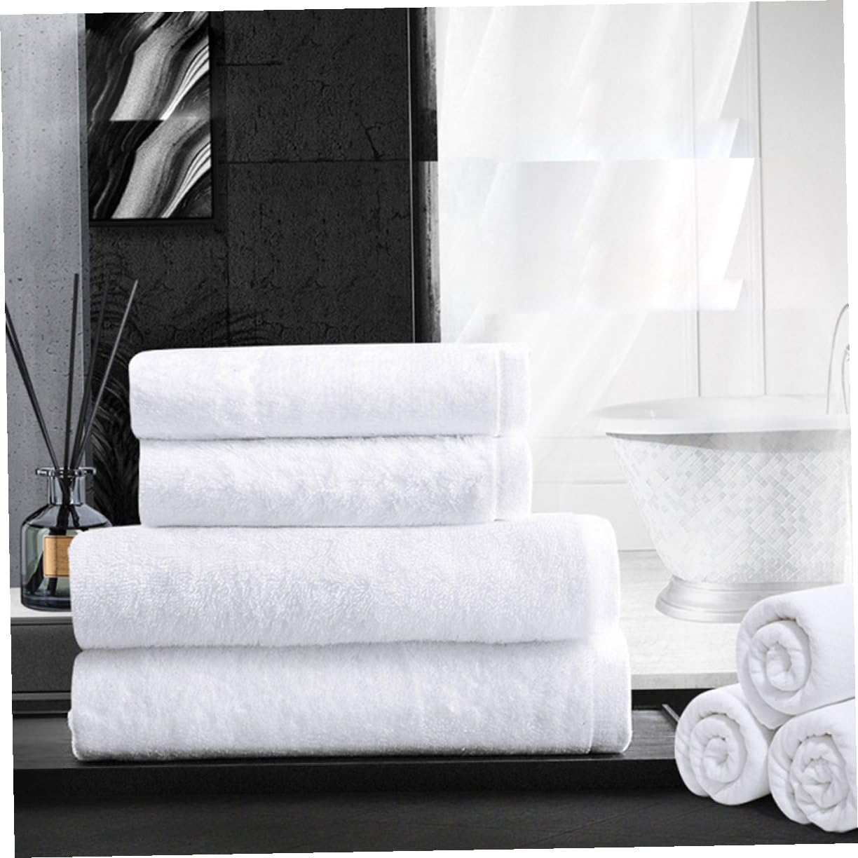 DECHOUS Cotton Bath Towel Soft Absorbent Quick-Dry Bathroom Towels and Washcloths Minimalist Solid Color Design for Home and Travel Use