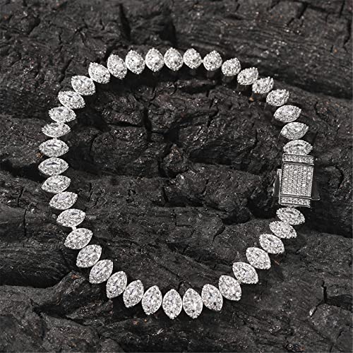 ICEDIAMOND Trendy Cluster Sparkling Marquise-cut CZ Diamond Tennis Chain Bracelet, Gold Plated Iced Out Hip Hop Charm Jewelry for Men Women2