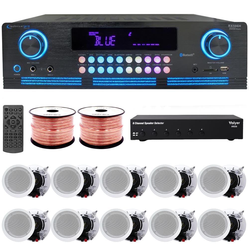 Vaiyer Home Audio System Kit, 2000 W Bluetooth Amplifier
