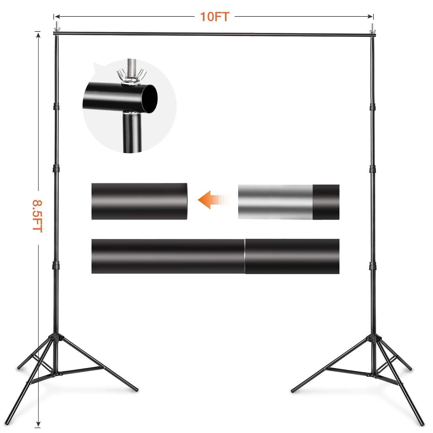 Yesker Photo Video Studio 8.5 x 10ft Green Screen Backdrop Stand Kit
