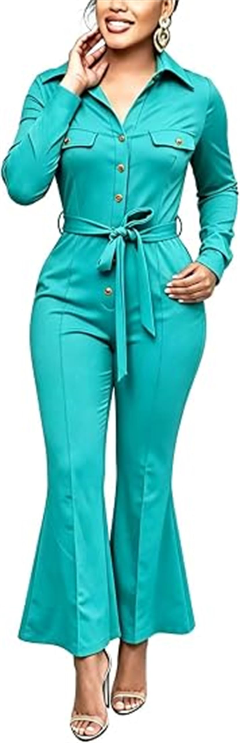Pantalon pour Femmes Combinaison Sexy habillée à col Pantalon Large Combinaison décontractée Tenue d'affaires Sortie Nocturne Salopette