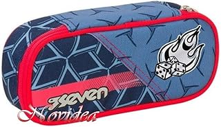ASTUCCIO SCUOLA OVALE 1 ZIP ORGANIZZATO SEVEN ROUND PLUS DICE BOY BLU