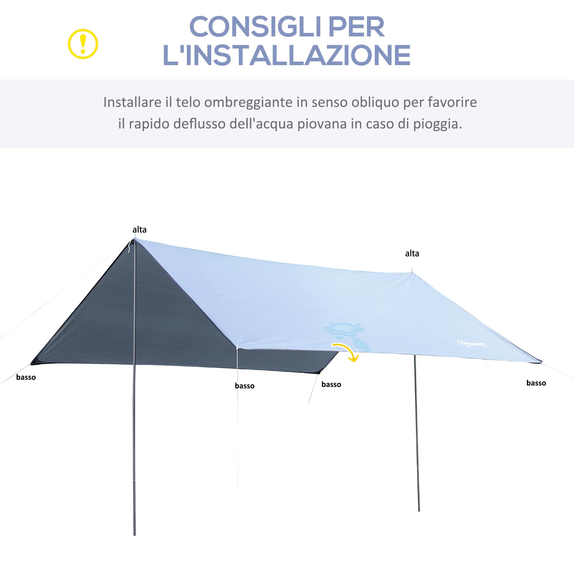 Outsunny Portable 3x3 m Double Beach Tent UV Protection Sunshade Awning Waterproof Tarp with Carrying Bag White