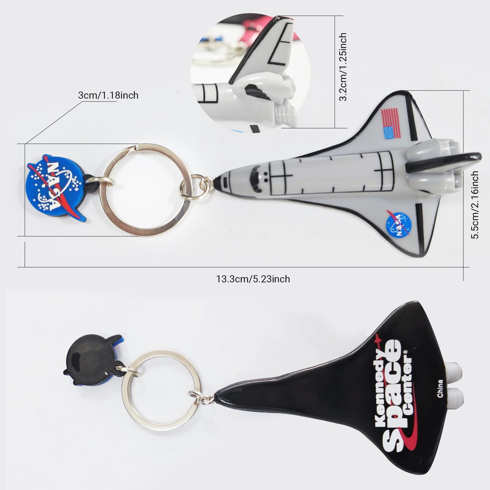 Auimce Keychain (4 Colors/Pack) NASA Airplane, 3D Engraving Handpainted Space Shuttle Key Chain, Colorful TPR Airplane Models Key Ring, Decoration Key Holder Suits for Adult/Teenagers' Bags & Keys.