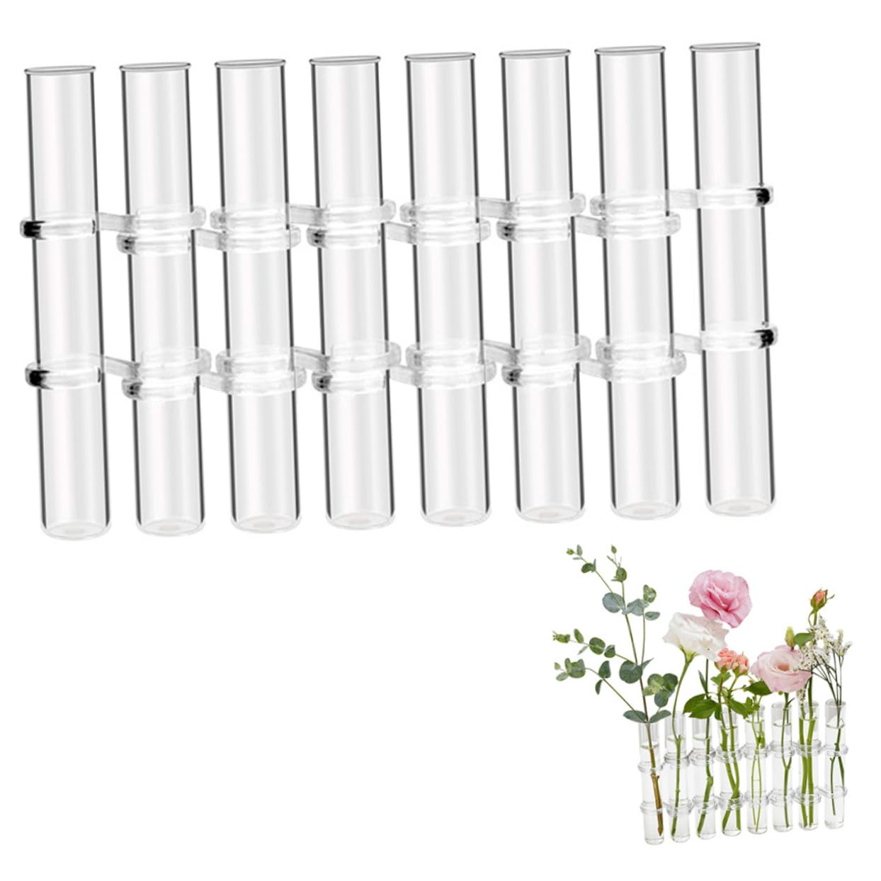 Vase Verre Transparent pour Propagation de Plantes de Tubes à Essai avec Support Décoration Intérieure pour Bureau et Maison Résistant et Modulable