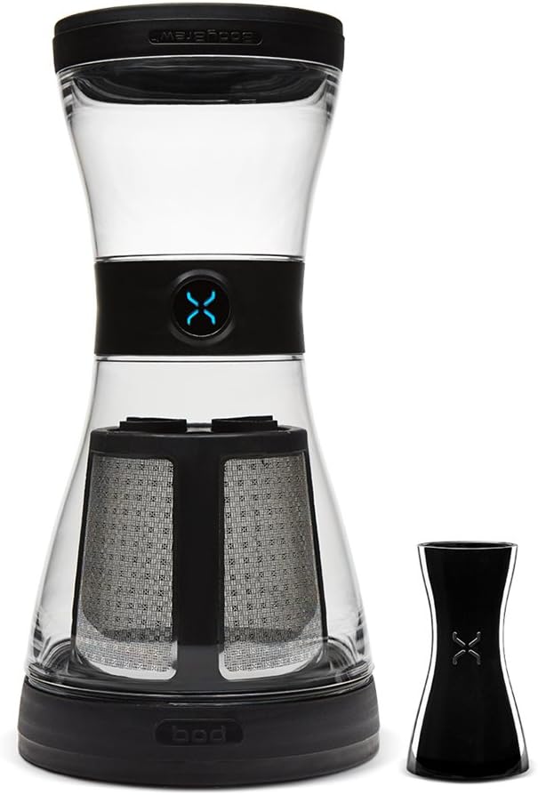 BOD Cold Brew Coffee System by BodyBrew - 24oz Shatter-proof & Spillproof Design - BPA Free - Stainless Steel Filter - Dishwasher Safe - Sheer