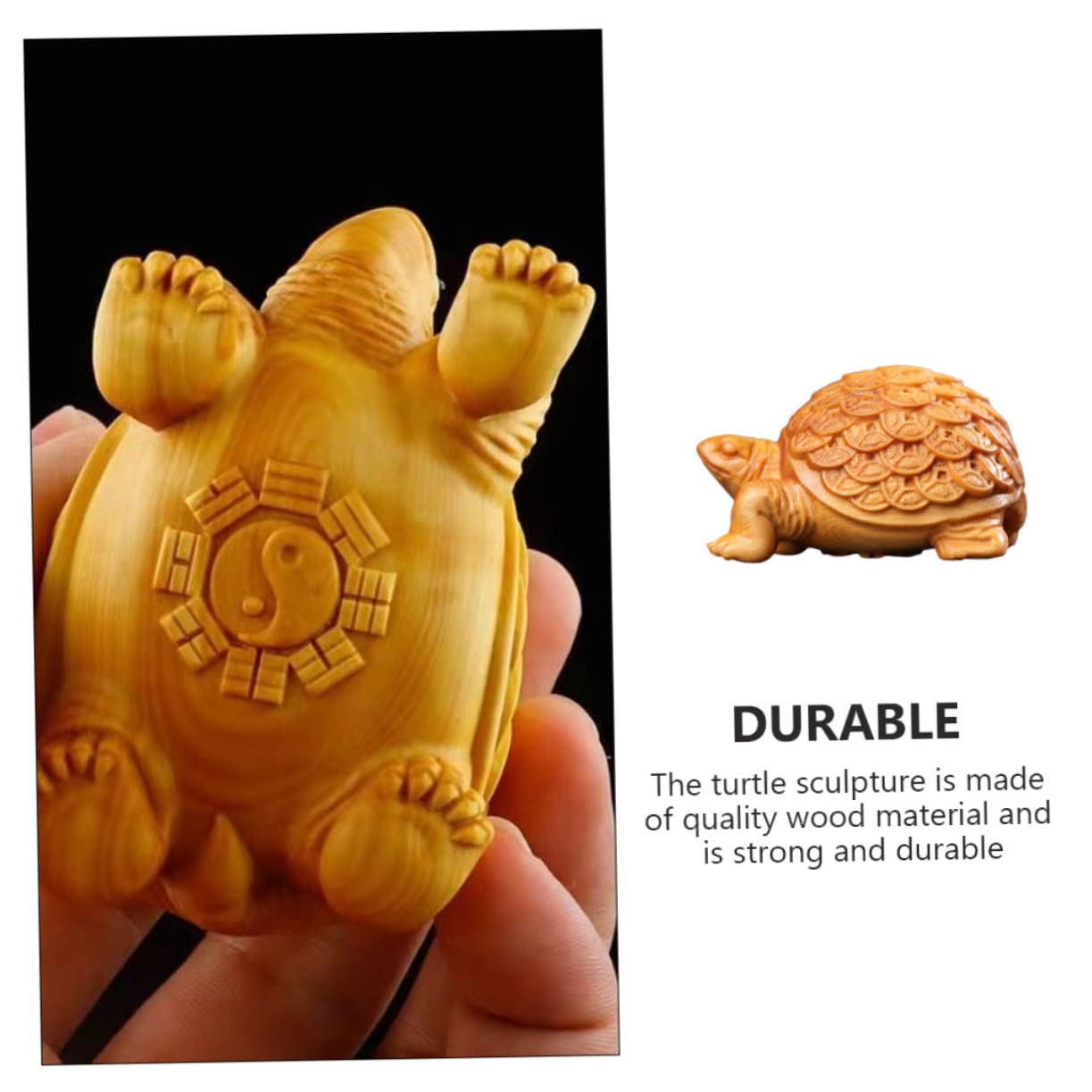 Amazon.co.jp: FRCOLOR 木彫りの亀置物 レトロな木製亀の像 ツゲ彫刻