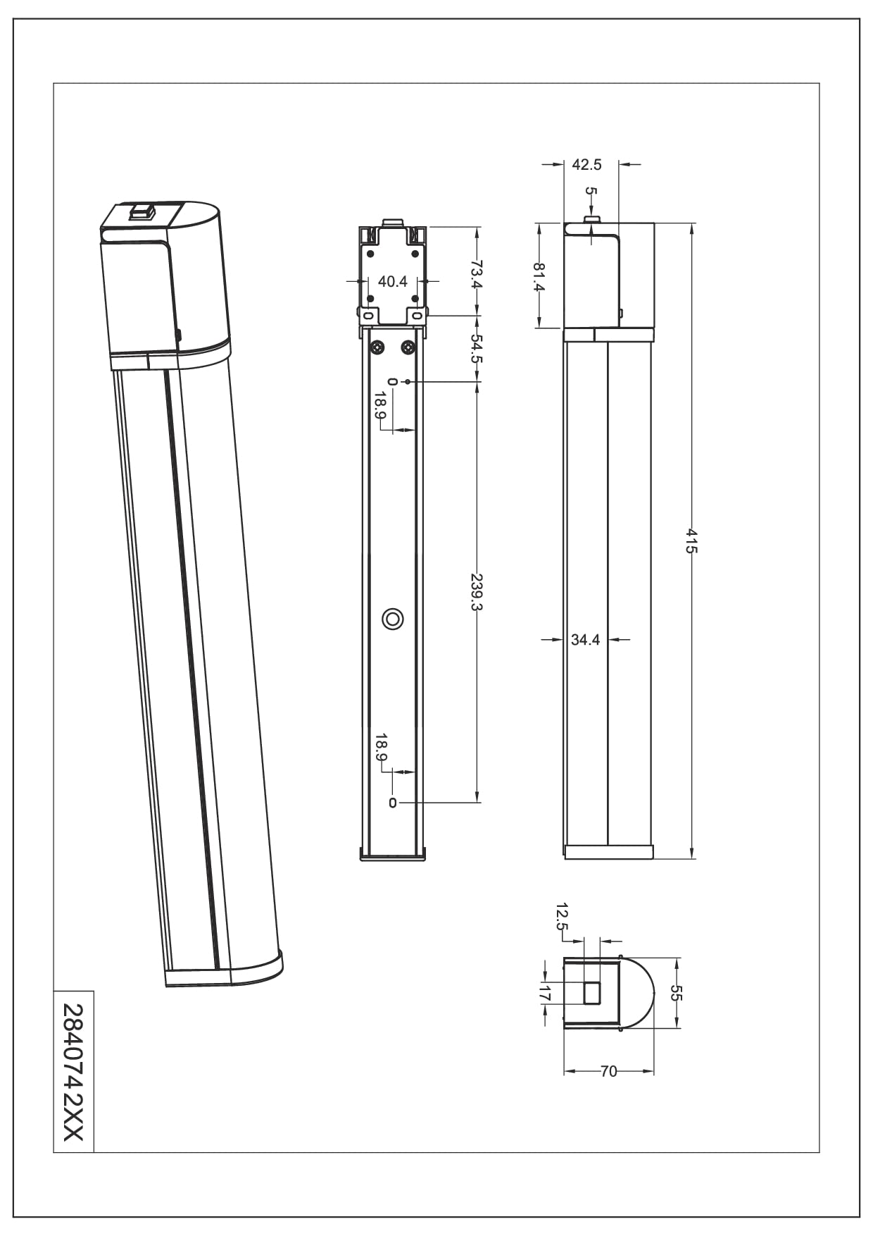 Trio Leuchten Lampada da parete a LED Piera 284074206, in plastica cromata, con LED da 8 Watt, interruttore, presa elettrica