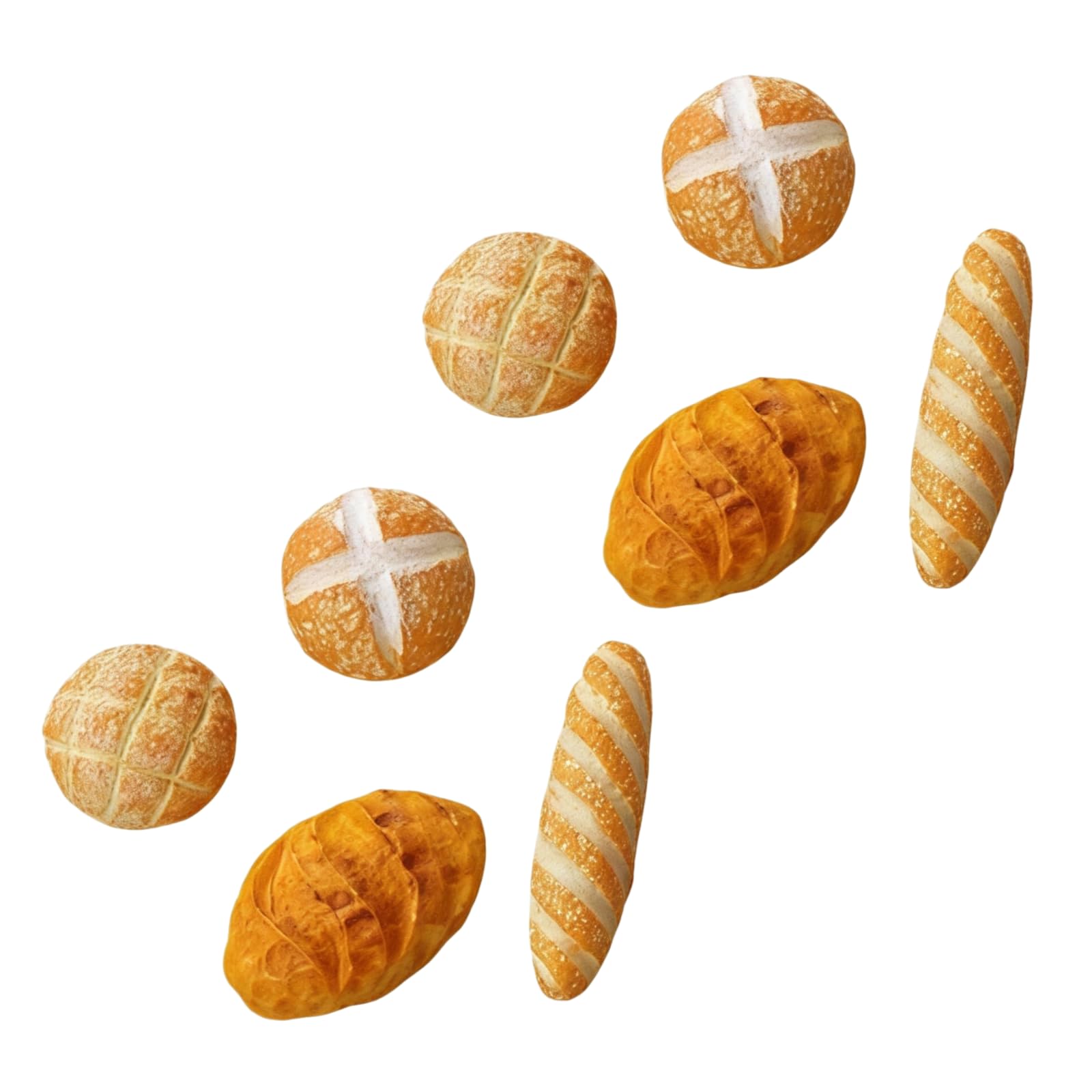 8Pcs 1/12 Miniature Bread Dollhouse Decoration Accessories,4 Different Types of Bread for Miniature Food Dollhouse,Resin Mix Bakery Bread Mini House Food Decoration Accessories