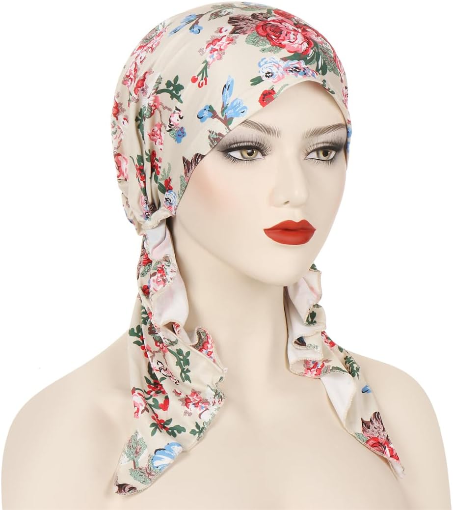 Pre -tied Bandana Headscarf Print Slip On Turban Hats Women Headwrap Caps Cancer Chemo Beanies Skull Headwear - Image 4
