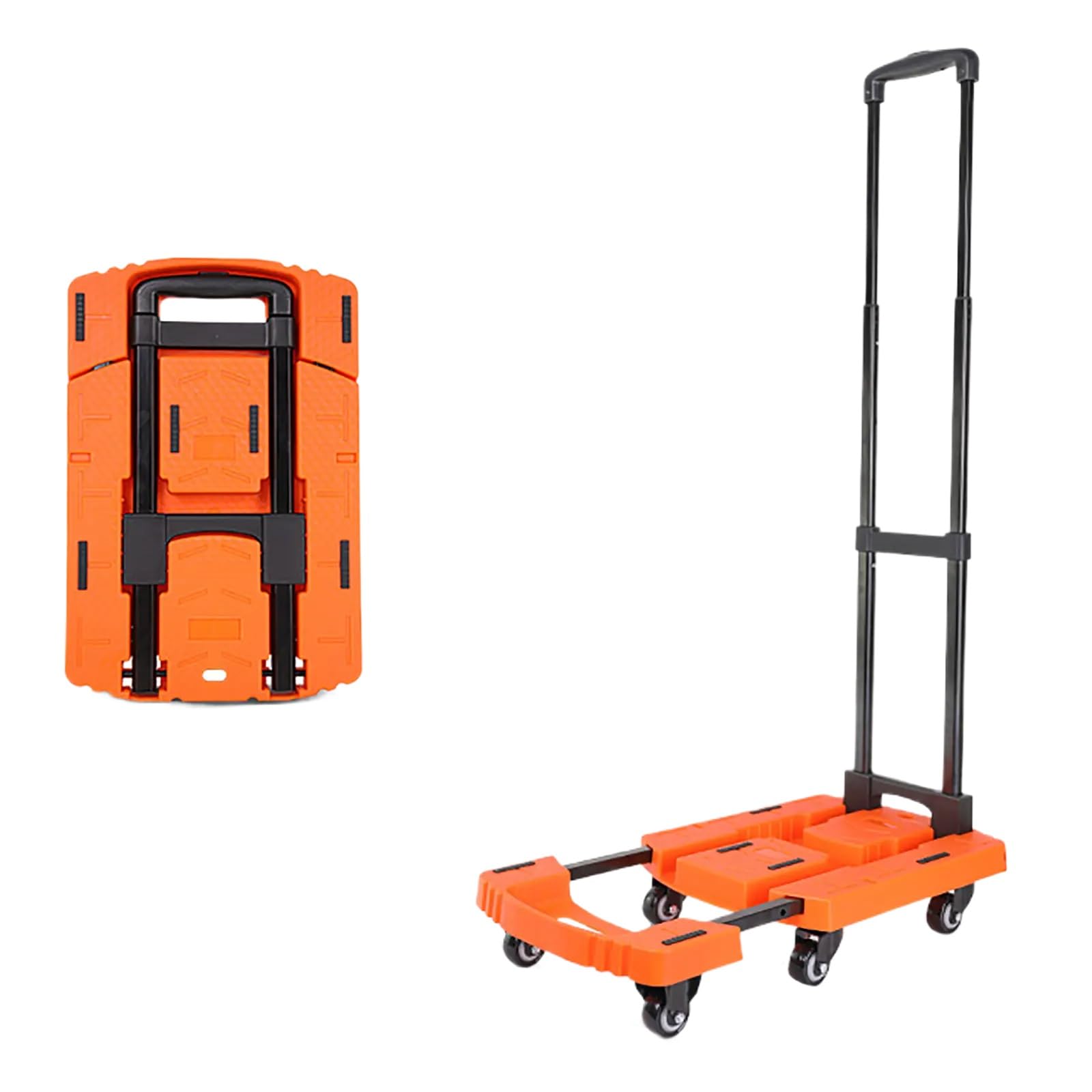 Handcart, 200kg/440lbs Load Capacity, Easy to Store, Save Space, Suitable for Shopping/Camping/Travel(Orange)